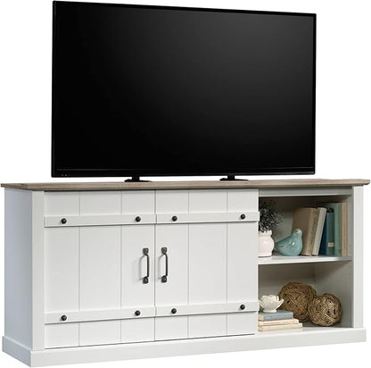 Sauder Miscellaneous Entertainment Farmhouse TV Stand, for TVs up to 70", Soft White Finish