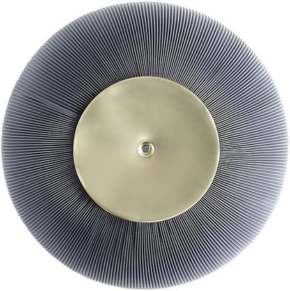 Manhattan Comfort Anderson Modern 28.15" Round Coffee Table 2.0 - Ceramic Marble Tabletop, Elegant Pleated Leatherette Details & Gold Base, Fully Assembled Accent Furniture, Set of 1, Grey
