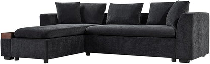 Ball & Cast Modular L-Shaped Sectional Sofa with Storage - 93.8" Chenille Fabric Couch, Deep Seating & Matching Pillows, Modern Living Room Furniture,Blue