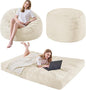 Bean Bag Chairs for Adults - Giant Bean Bag Chair Convertible Bean Bag Bed - Beanbag Chair with Micro Fiber Cover/Furniture Foam Filler - Floor Couch Sofa in Bedroom Dorm Room - Queen Beige