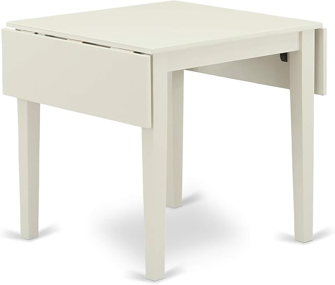 East West Furniture NDBO5-LWH-W 5 Piece Dining Room Table Set Includes a Rectangle Dining Table with Dropleaf and 4 Wood Seat Chairs, 30x48 Inch, Linen White