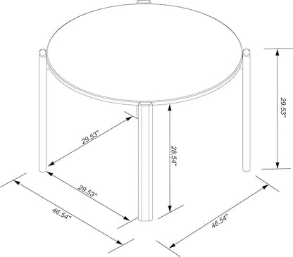 Manhattan Comfort Gales 46-Inch Mid Century Modern Round Dining Table for 2-4 Person, Minimalist Home Furniture with Solid Eucalyptus Wood Legs, Off White