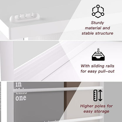 Side Table with Charging Station and Drawer, Narrow End Table with USB Ports and Outlets for Small Space, Living Room, Bedroom and Office, with 4 Wheels (1, White)