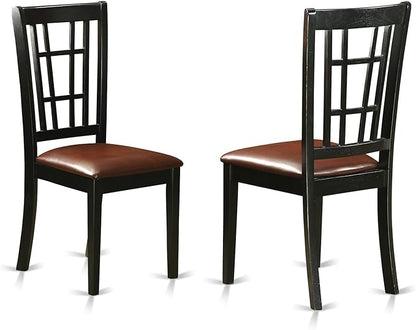 East West Furniture PLNI9-BCH-LC 9 Piece Dining Room Table Set Includes an Oval Wooden Table with Butterfly Leaf and 8 Faux Leather Kitchen Dining Chairs, 42x78 Inch, Black & Cherry