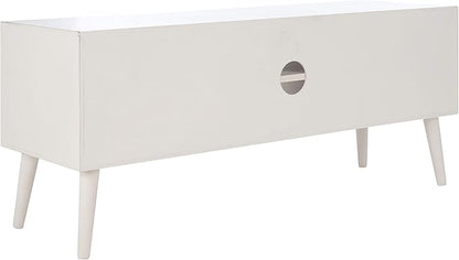 SAFAVIEH Sorrel TV Stand for up to 55" Flatscreen – Distressed White, 2 Doors with Interior Storage, 2 Open Shelves, Entertainment Media Console (MED5701A)