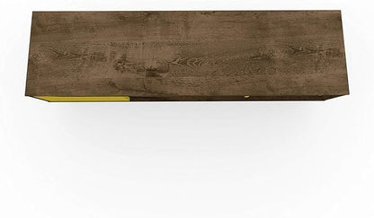 Manhattan Comfort Baxter 53.54" Mid Century TV Stand for Bedroom and Living Room Use, Entertainment Center with Storage, Shelves and Wine Racks, Ideal for 46 to 50 Inch Screens, Rustic Brown/Yellow