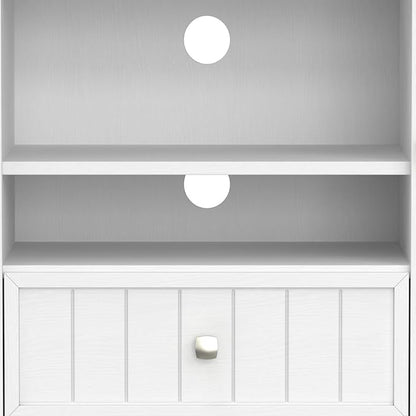 SIMPLIHOME Bedford SOLID WOOD 53 inch Wide Transitional TV Media Stand in White For TVs up to 60 inches for the Living Room and Entertainment Center