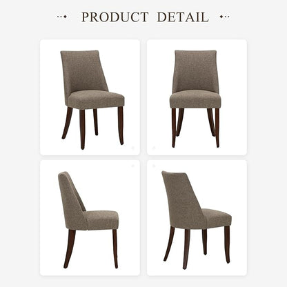 COLAMY Upholstered Dining Chairs Set of 4, Mid Century Modern Kitchen Chairs with Back, Farmhouse Fabric Side Dining Room Chairs with Wood Legs for Dining Room Restaurant, Brown