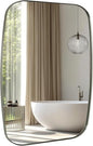 ANDY STAR Brushed Nickel Bathroom Mirror, 30x36’’ Oblong Mirror with Stainless Steel Metal Frame, Silver Oval Vanity Mirror for Over Sink, Modern Anti Rust Wall Mounted