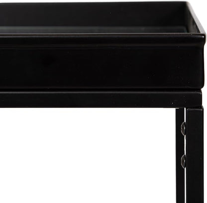 Kate and Laurel Lonsdale Modern Glass Narrow End Table; 18 x 12 x 24; Clear Glass and Black; Decorative Contemporary Glass and Metal Side Table for Use as Bedroom Nightstand or Living Room Accent