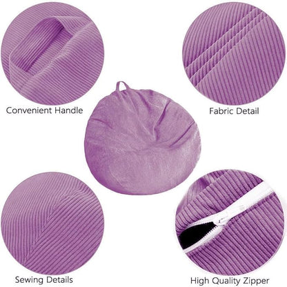 Stuffed Animal Storage Bean Bag Chair Cover - Washable Ultra Soft Corduroy Cover for Organizing Plush Toys or Textile, Sack Bean Bag for Adults, Teens