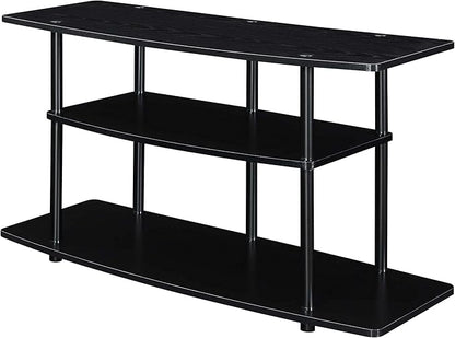 Convenience Concepts Designs2Go No Tools 3-Tier Wide TV Stand 42" - Entertainment Center for TVs up to 46 Inches, Modern TV Mount with Shelves for Living Room, Black/Black