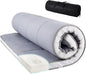 Tiita Queen Memory Foam Mattress Topper, 4" Thicken Futon Floor Mattress with Storage Bag and 2 Straps, Portable Roll Up Travel Car Camping Mattress Sleeping Pad, Grey