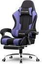 GTPLAYER Gaming Chair, Computer Chair with Footrest and Lumbar Support, Height Adjustable Game Chair with 360°-Swivel Seat and Headrest and for Office or Gaming (Purple, Fabric)
