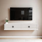 Pmnianhua High Gross Floating TV Stand,51'' Solid Wood Wall Mounted TV Console,Floating Entertainment Center with Door and Drawer,Under TV Shelf for TVs up to 60''(White)