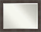 Amanti Art Brown Wall Mirror 36x46 William Rustic Woodgrain Rectangle Bathroom Mirror for Wall Decor Living Room, X-Large Classic Frame, Hangs Horizonally and Vertically, Bathroom Decor, Beveled Edge