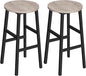 Bar Stools, Set of 2 Round Bar Chairs with Footrest, 24.4 Inch Kitchen Breakfast Bar Chairs, Industrial Bar Stools, Easy Assembly, for Dining Room, Kitchen, Greige BAHG0201Z