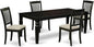 East West Furniture LGDA5-BLK-C 5 Piece Dinette Set Includes a Rectangle Dining Room Table with Butterfly Leaf and 4 Linen Fabric Upholstered Dining Chairs, 42x84 Inch, Black