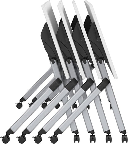 Bush Business Furniture Folding Training Table, 60 inch Desk, Commercial-Grade Bundle for Office or Classroom, Envision Collection, White