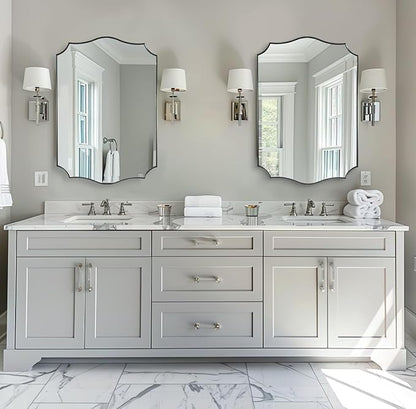 ANDY STAR Chrome Mirror 24x36, Polished Silver Bathroom Mirror, Modern Wavy Mirror with Sophisticated Curved Design, SUS304 Anti-Rust, 1’’ Deep Wall-Mounted Vertically/Horizontally