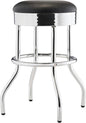 TRINITY Heavy Duty 25-Inch Backless Swivel Bar Stool for Kitchen, Garage, or Workshop, Chrome Finish with Faux Leather Seat, 1 Pack, Black