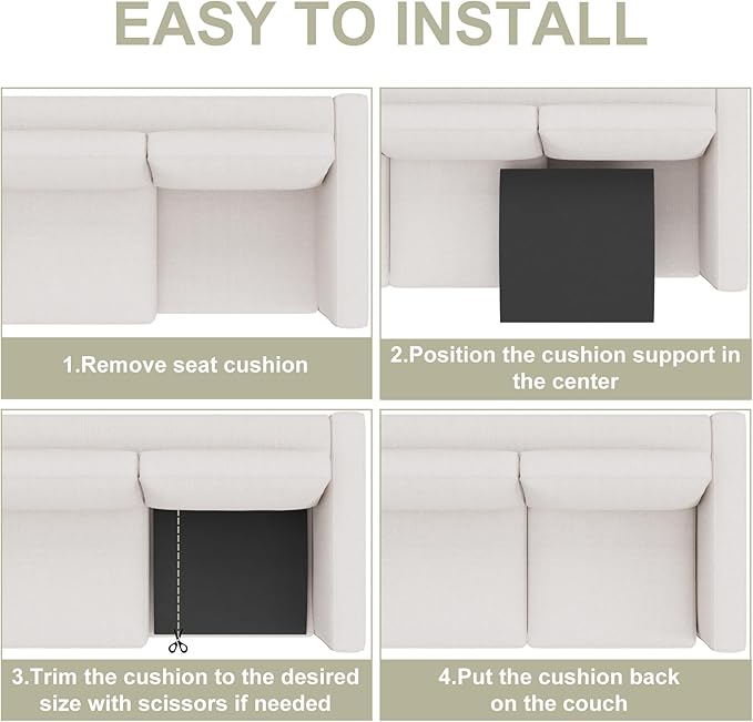 Couch Cushion Support for Sagging Seat, High-Density Curved Foam Sofa Furniture seat Couch Cushions Support Repair, 20"x20" Black Set of 3