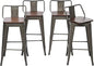 26 Inch Swivel Bar Stools Set of 4 with Backs Counter Height Industrial Metal Barstools Island Bar Chairs for Home Kitchen Dining Room (Swivel 26 inch,Rusty Wooden)