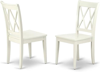 East West Furniture DOCL9-LWH-W 9 Piece Dining Table Set Includes a Rectangle Dinner Table with Butterfly Leaf and 8 Dining Room Chairs, 42x78 Inch, Linen White