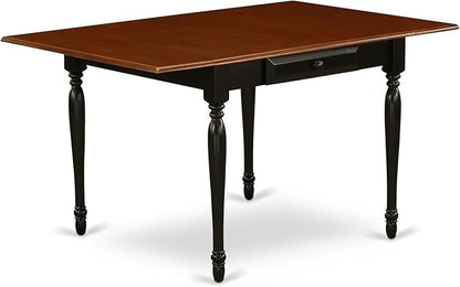East West Furniture MZAN5-BCH-W 5 Piece Kitchen Table & Chairs Set Includes a Rectangle Dining Room Table with Dropleaf and 4 Dining Chairs, 36x54 Inch, Black & Cherry