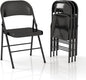 Metal Folding Chairs Steel Frame with Double Hinged for Office Kitchen Dinning Wedding Patio and Garden,No Assembly, Set of 4, Black