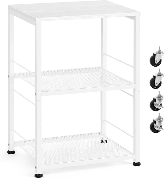 OYEAL End Table, Small Side Table Living Room, White Nightstand with 2-Tier Storage Shelf, Printer Stand Sofa Table for Small Spaces, Living Room, Bedroom, Easy Assembly