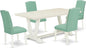 East West Furniture V027EN257-5 5 Piece Dining Set Includes a Rectangle Dining Room Table with V-Legs and 4 Pond Faux Leather Upholstered Chairs, 40x72 Inch, Multi-Color