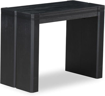X02MZ-2C6-50 - 6-pc Dining Table Set a Kitchen Table with a coffee Table and 2 wooden Benches and 2 Dark Gotham Grey Linen Fabric Chairs, 39x120 Inch, Wire Brushed Black