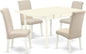 East West Furniture MZBA5-LWH-01 5 Piece Dinette Set Includes a Rectangle Dining Room Table with Dropleaf and 4 Cream Linen Fabric Upholstered Parson Chairs, 36x54 Inch, Linen White