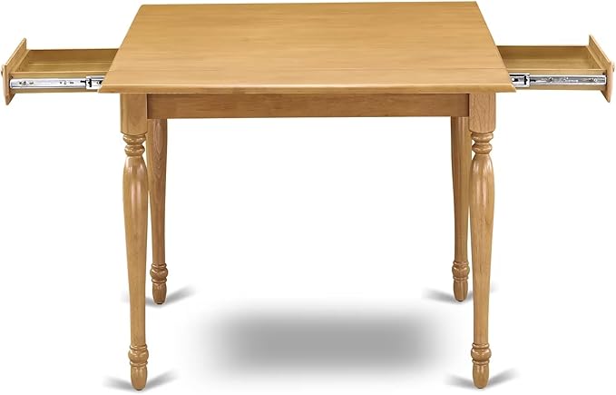 East West Furniture MZGR3-OAK-W 3 Piece Dining Room Furniture Set Contains a Rectangle Dining Table with Dropleaf and 2 Wood Seat Chairs, 36x54 Inch, Oak