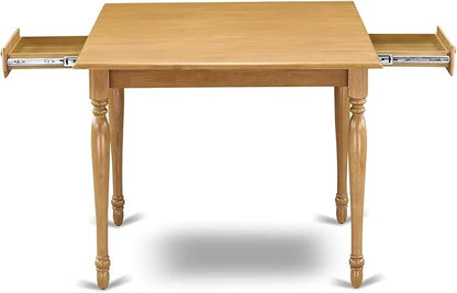 East West Furniture MZAN3-OAK-LC 3 Piece Kitchen Table & Chairs Set Contains a Rectangle Dining Table with Dropleaf and 2 Faux Leather Dining Room Chairs, 36x54 Inch, Oak