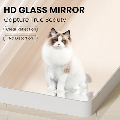White Bathroom Mirror 22x30 Inch, White Metal Framed Bathroom Mirror for Wall, Rounded Rectangle Matte Bathroom Vanity Mirror, Tempered Glass, Anti-Rust, Horizontal/Vertical