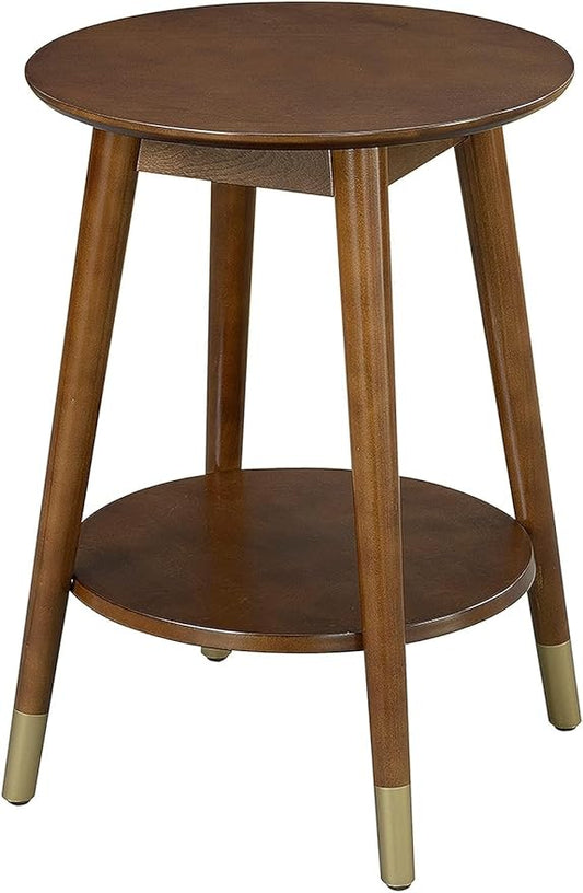 Convenience Concepts 7103050ES Wilson Mid Century Round End Table with Bottom Shelf, Espresso, 18 in x 18 in x 24 in (D x W x H)