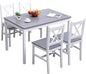 soges Dining Table Set for 4, 42.5 inch Pine Wood Dining Room Table with 4 Chairs, 5-Piece Kitchen Table Chairs Set for Small Space, Apartment, Dinette, Breakfast, White and Grey