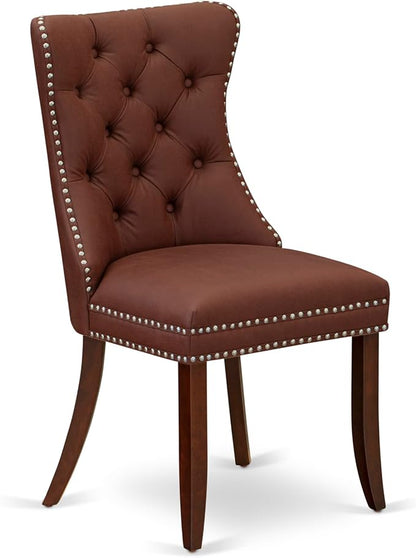 East West Furniture DODA5-MAH-26 5 Piece Dinette Set Consists of a Rectangle Dining Table with Butterfly Leaf and 4 Polyester Fabric Parson Chairs, 42x78 Inch, Mahogany