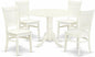East West Furniture DLVA5-LWH-W 5 Piece Kitchen Table & Chairs Set Includes a Round Dining Room Table with Dropleaf and 4 Dining Chairs, 42x42 Inch, Linen White
