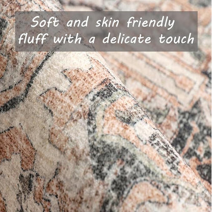 Washable Area Rug 5x7 Retro Boho Chic Medallion Distressed Design for Living Room Indoor Non-Slip Large Oriental Accent Throw Rug for Kitchen Entryway Bedroom Office Rug