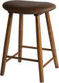 Nora 25" Upholstered Counter Stool, Solid Rubber Wood Frame, Faux Leather Cushion Seat, Comfortable Backless Bar Stool for Kitchen Island & Home Bar Seating