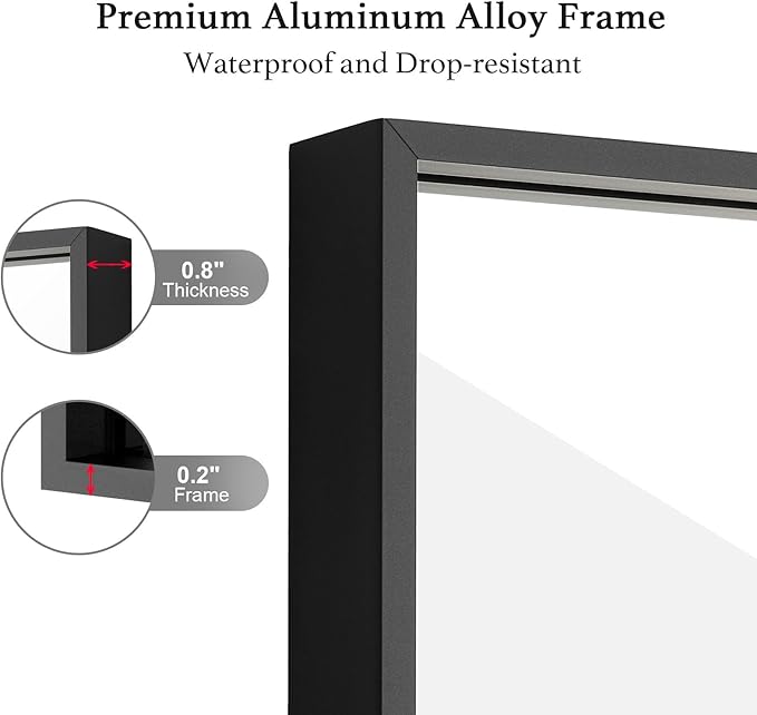 24x40 Inch Black Bathroom Mirror,Copper-Free Mirror, Aluminum Alloy Frame Vanity Mirror, Rectangle Wall Mounted Mirror, Modern Mirror for Bedroom/Living Room/Porch Horizontal or Vertical