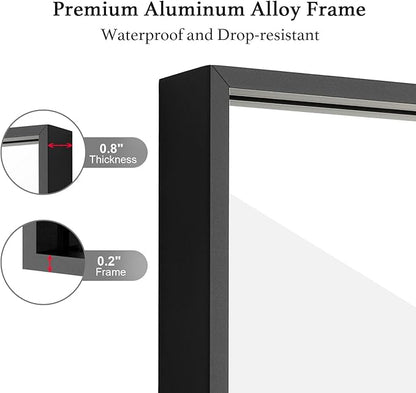 24x40 Inch Black Bathroom Mirror,Copper-Free Mirror, Aluminum Alloy Frame Vanity Mirror, Rectangle Wall Mounted Mirror, Modern Mirror for Bedroom/Living Room/Porch Horizontal or Vertical