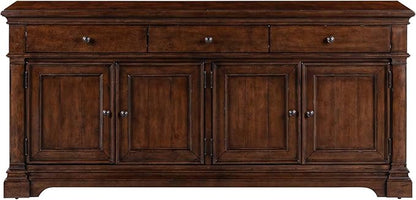 Liberty Furniture Arden Road TV Console, 74 Inch, Satin Cherry, 3 Drawers, 4 Doors