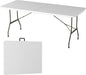Lavish Home 6-Foot Folding Table - Indoor and Outdoor Table for Camping, Dining, Buffets, Crafts, and Playing Cards - Portable Picnic Table (White)