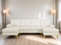 Modular Sectional Sofa, U Shaped Couch with Double Chaise, 6 Seat Comfy Sectional Couches for Living Room, Modern Lounge Modular Couch for Apartment, White