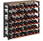 6 Tier Bamboo Wine Rack with Table Top, Freestanding 48-Bottle Wine Storage Shelf, Wine Display for Kitchen, Bar, Dining Room, Living Room, Rustic Brown and Black