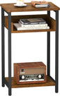 Side Table, 25 inch High End Table, Small Bedside Table for Living Room, Bedroom and Office, Rustic Brown & Black